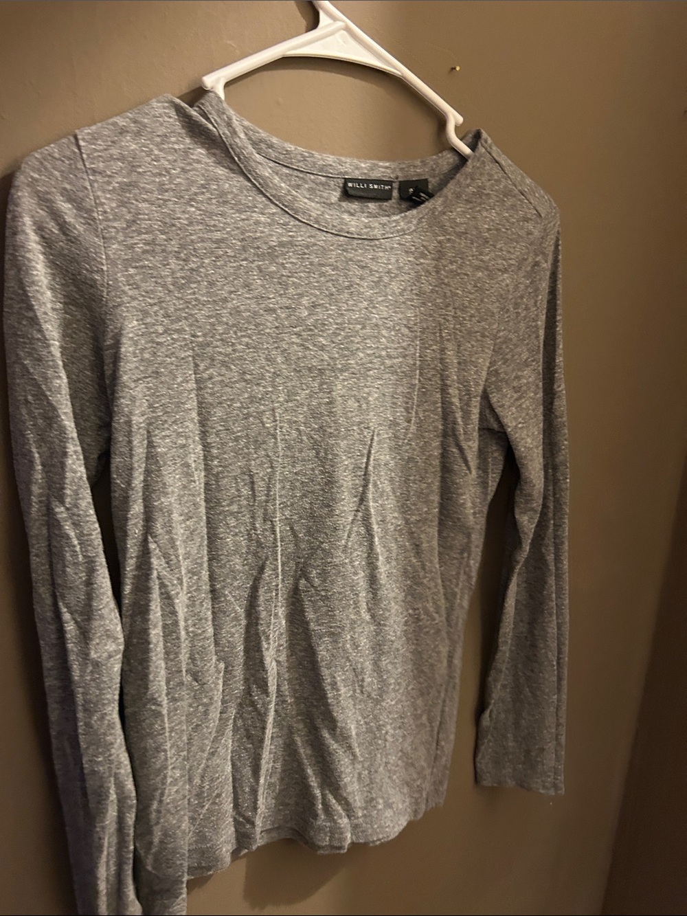 Willi Smith Long Sleeve Heather Gray Crewneck Tee
